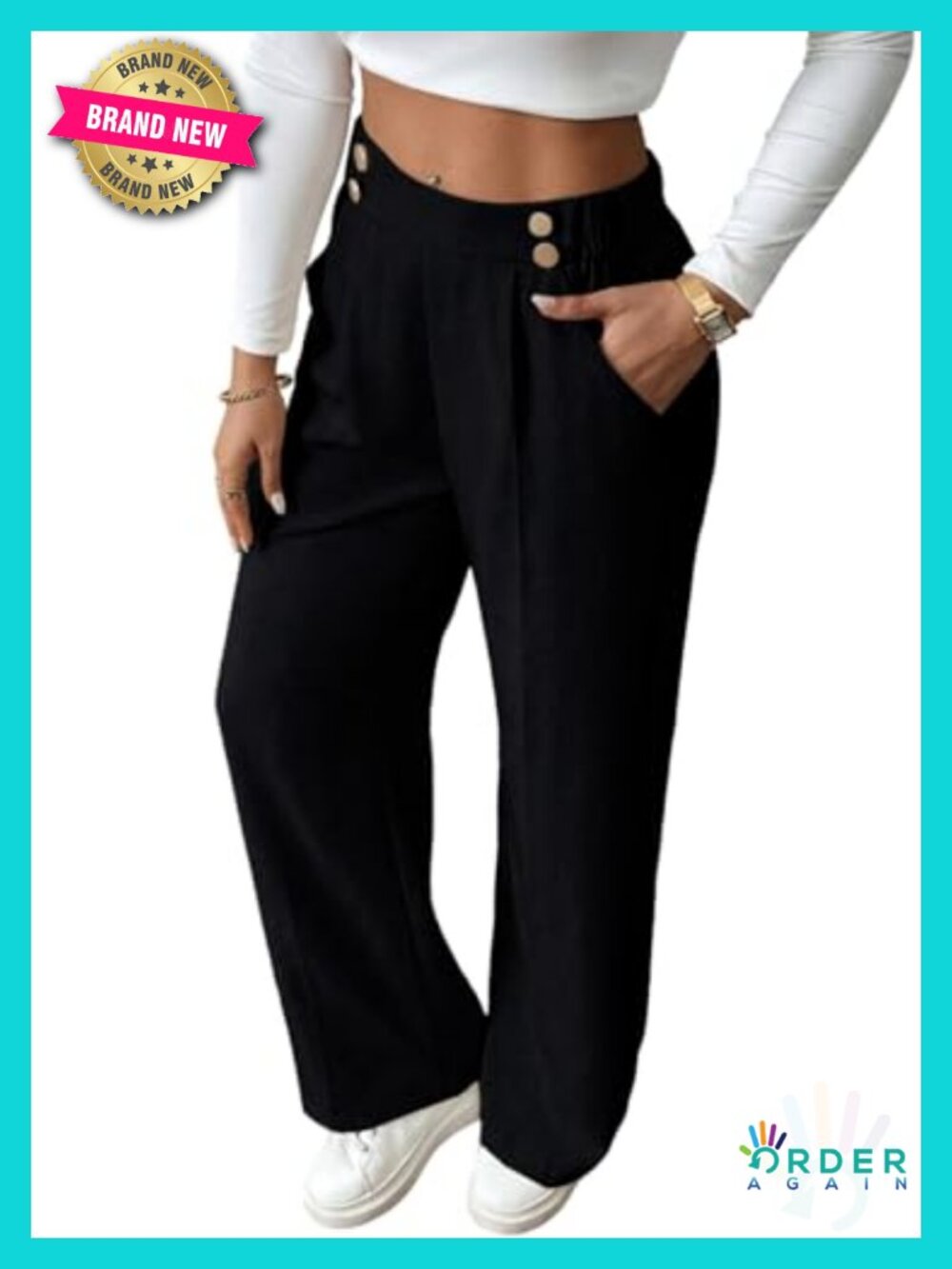 Plus Size Wide Leg Palazzo Pants High Waisted with Pockets Dressy Casual